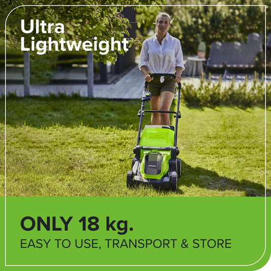 40V Cordless Lawn Mower with 41cm Cutting Width, 50L Grass Bag, 2 Batteries & Charger