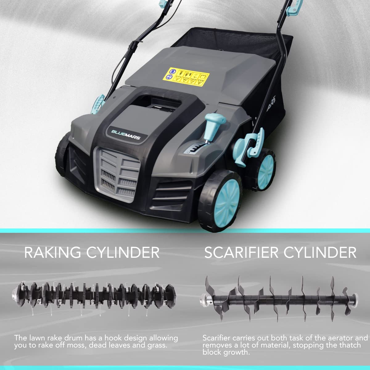 2000W Electric Lawn Scarifier and Aerator with 40cm Working Width and 55L Collection Box