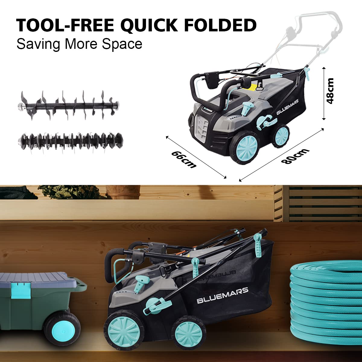 2000W Electric Lawn Scarifier and Aerator with 40cm Working Width and 55L Collection Box