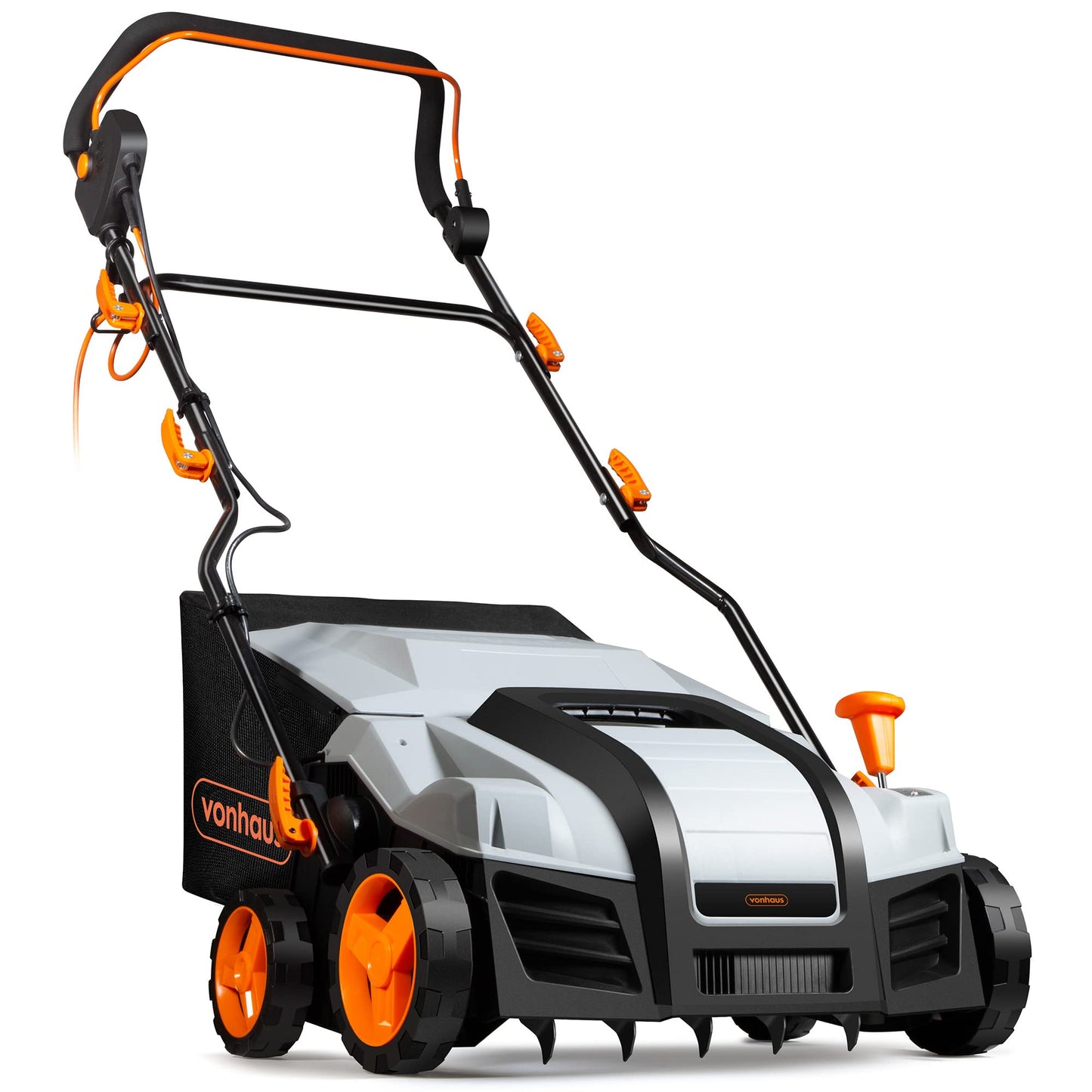 1800W Electric Lawn Scarifier and Aerator 2-in-1 with 55L Collection Box, 38cm Working Width, 5 Depth Settings