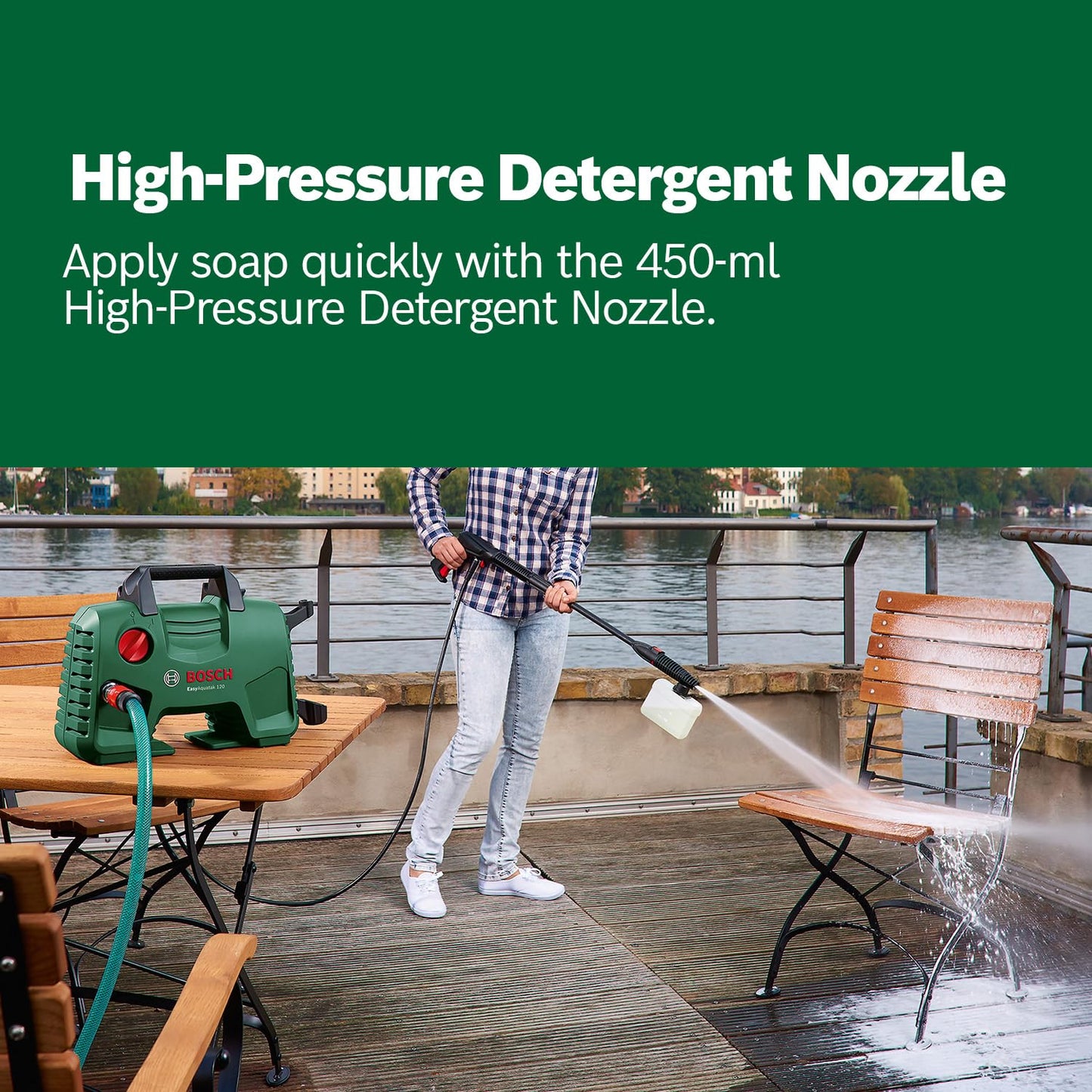 1500W High Pressure Washer 120 Bar with Home & Car Cleaning Kit, 350L/H Flow Rate