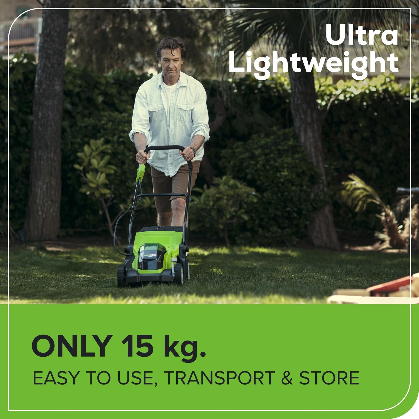 40V Cordless Lawn Mower 35cm Cutting Width with 40L Collection Bag, 2 Batteries & Charger