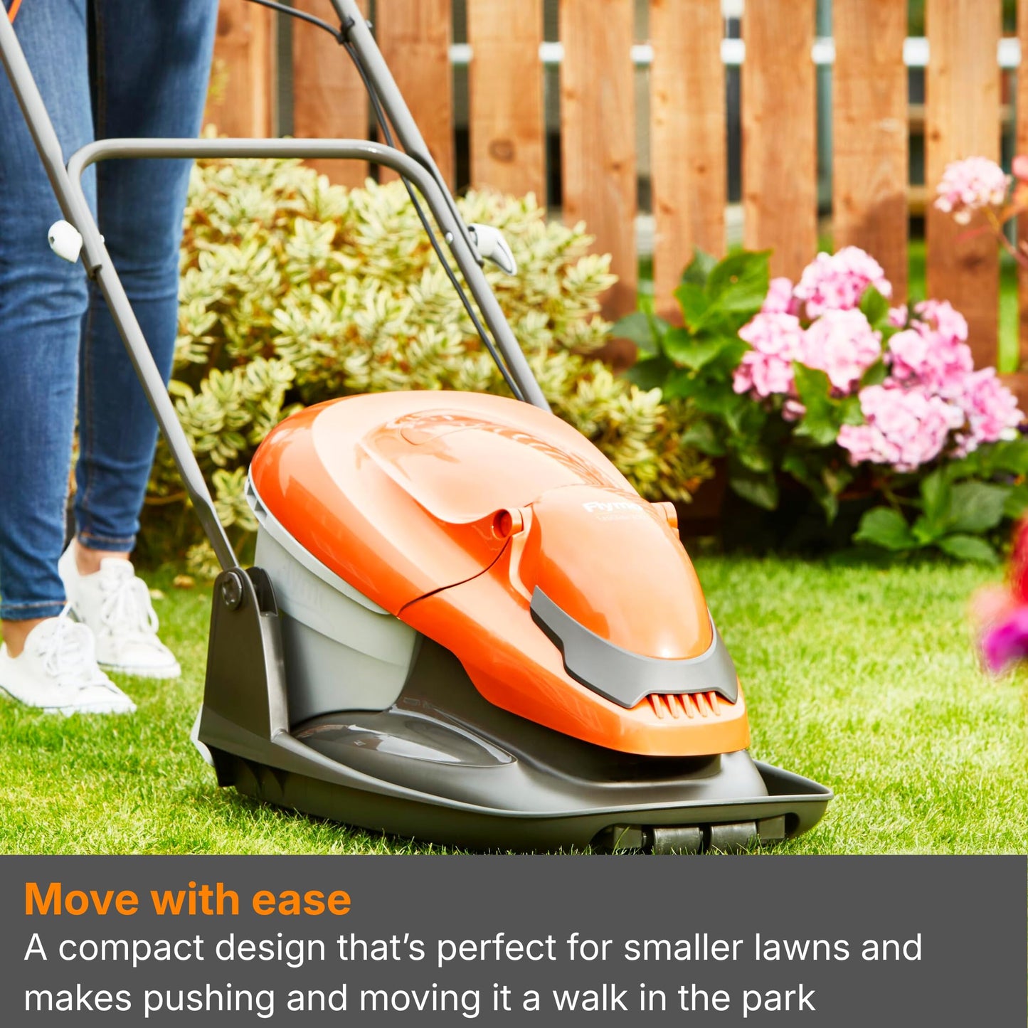 1800W Hover Lawn Mower 36cm Cutting Width with 26L Grass Box, Foldable & Lightweight