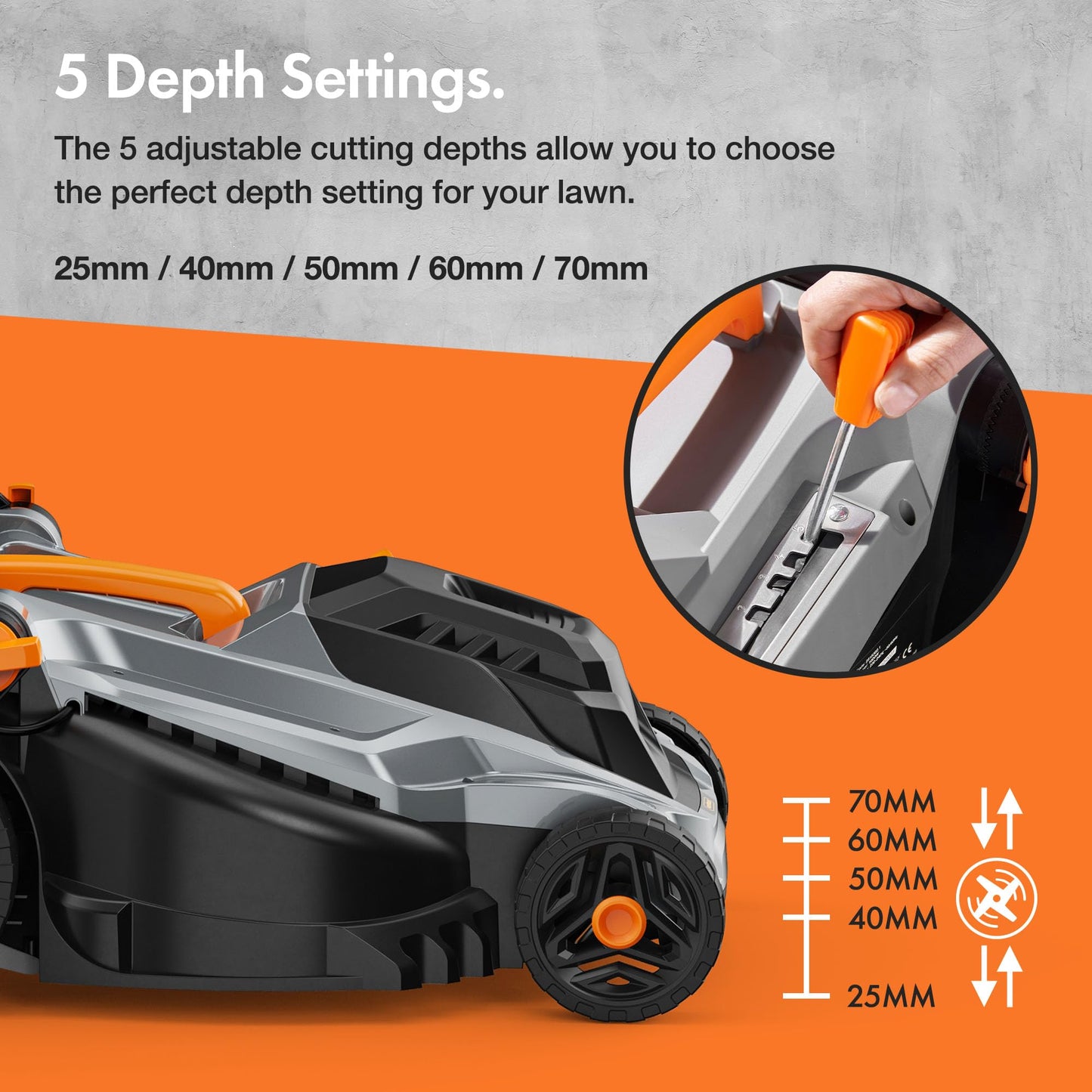 1800W Electric Corded Lawn Mower with 43cm Cutting Width, 52L Grass Collection Bag