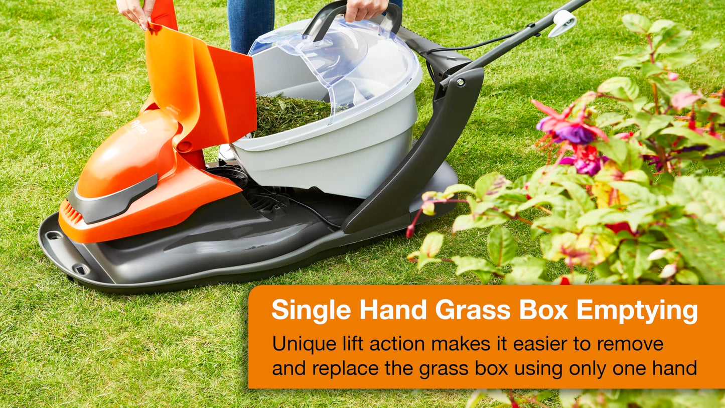 1800W Hover Lawn Mower 36cm Cutting Width with 26L Grass Box, Foldable & Lightweight
