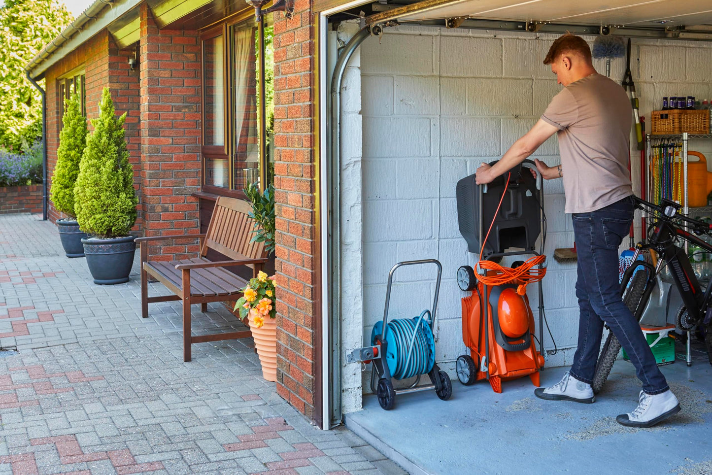 1600W Electric Lawn Mower 38cm Cutting Width with 45L Grass Box, Rear Roller, Adjustable Height